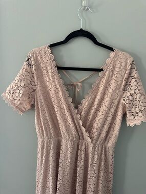 Baltic Born Blush Pink Lace Wrap Maxi Dress
